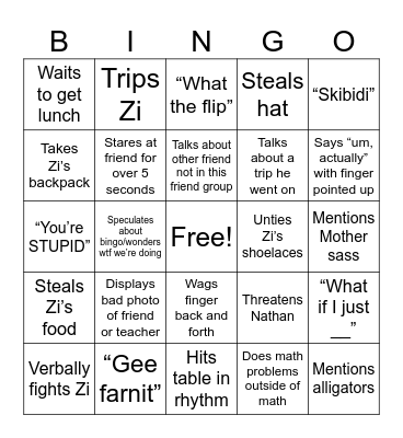 Owen Bingo Card