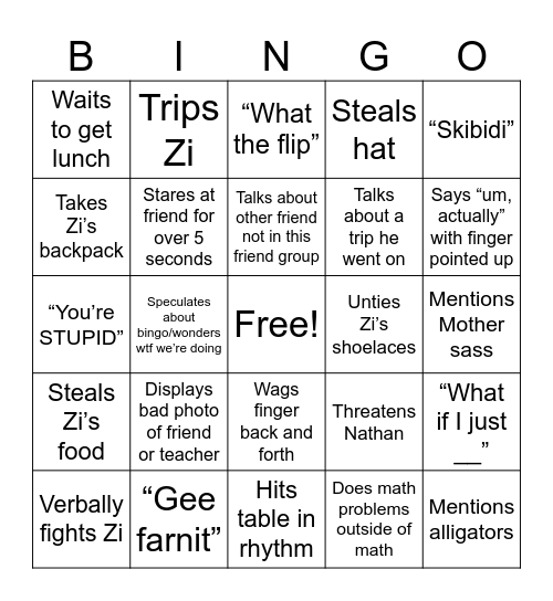 Owen Bingo Card