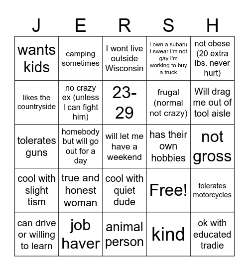 56 Others Love Quest Bingo Card