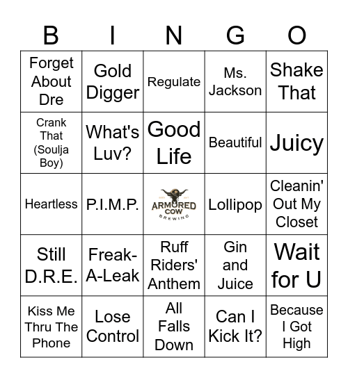 Trap, Rap n' Hop Bingo Card