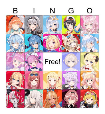Hololive HARDCORE Minecraft deaths Bingo Card