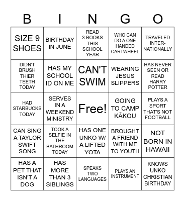 FIND SOMEONE WHO Bingo Card
