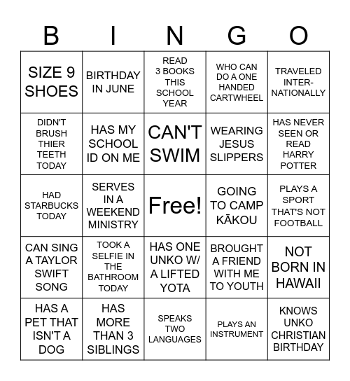 FIND SOMEONE WHO Bingo Card