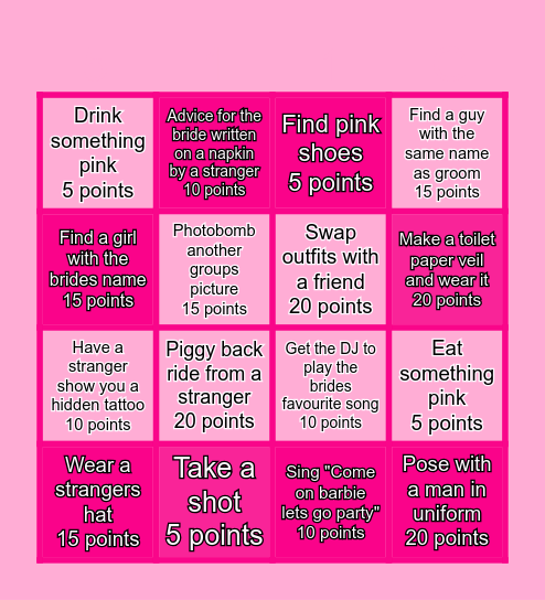 Alicias Hens Scavenger Hunt Bingo Card