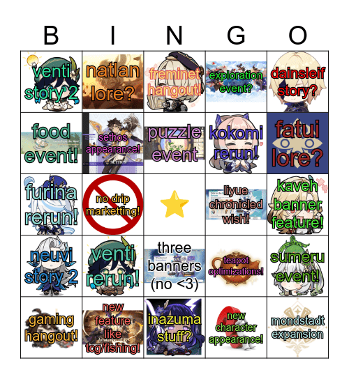 4.7 predictions/hopes :3 Bingo Card