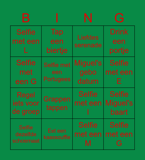 VRIJGEZELLIGE SELFIES Bingo Card