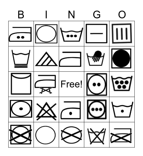 Laundry Symbols Bingo Card