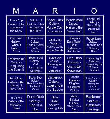Super Mario Galaxy - Battle Bingo Card