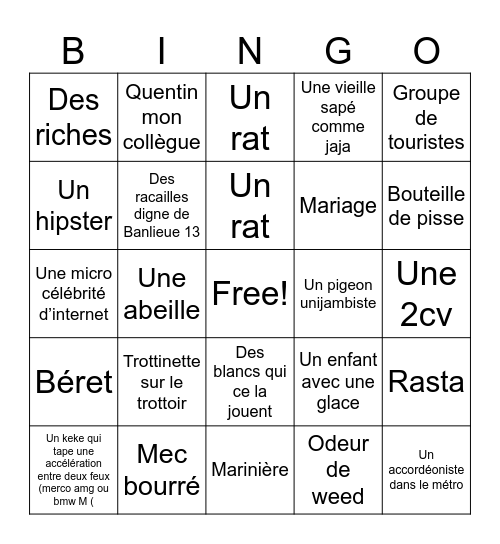 Paris le bled Bingo Card