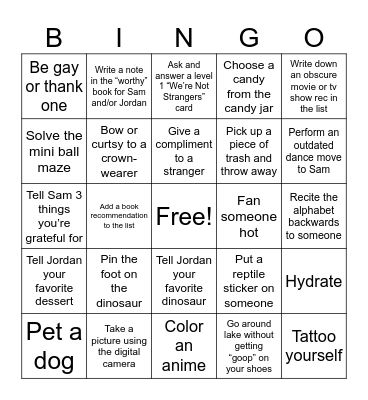 Jorduel Birkday Bingo Card