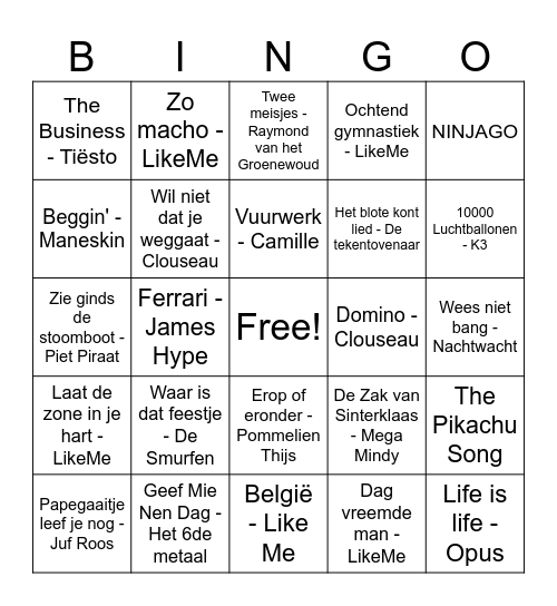 Verjaardagsbingo Card