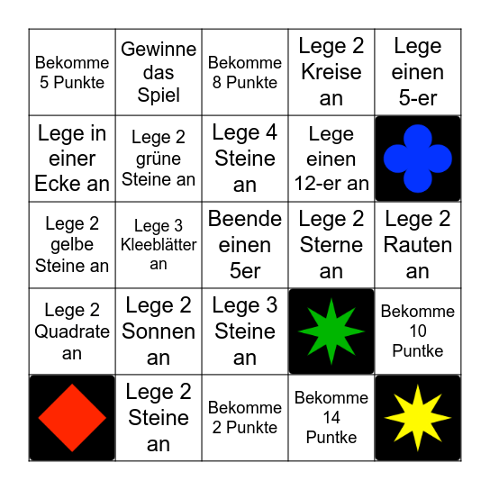 Quirkle Bingo Card