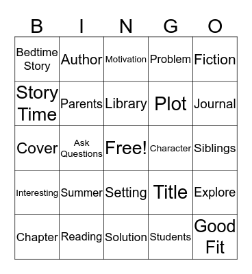 Summer Reading Bingo Card