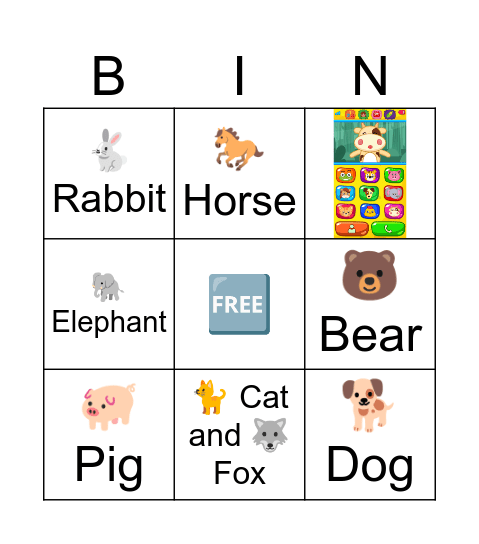 Animals BINGO Card