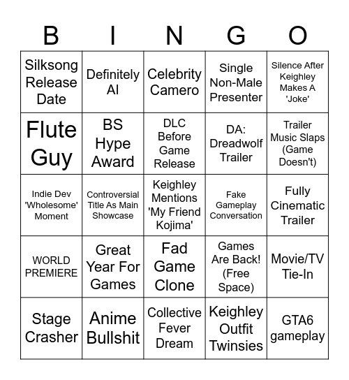 Summer Games Fest Bingo Card