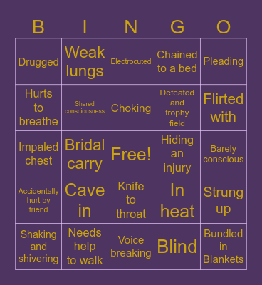 Bad Things Happen Fic Prompts Bingo Card