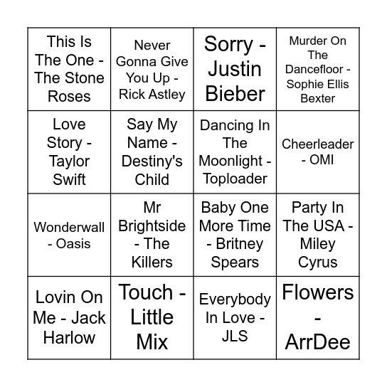 MUSIC ROUND! Bingo Card