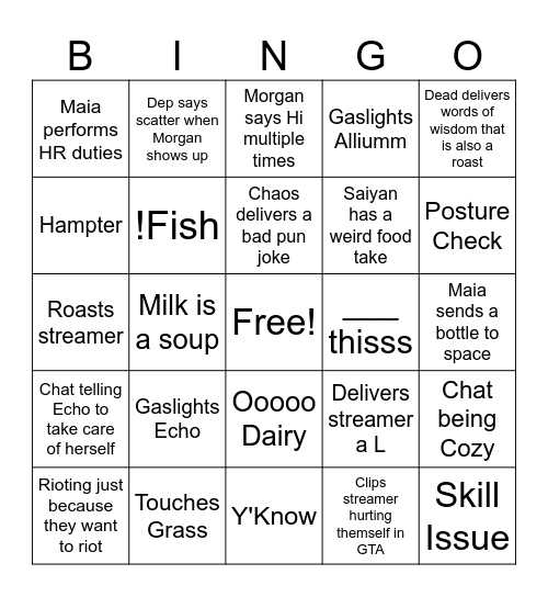 Chat Bingo Card