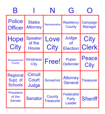 ALA Illini Girls State 2024 Bingo Card
