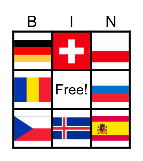 European Flags Bingo Card