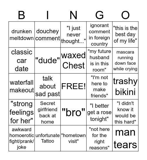 JoJo and 25 bros.. Bingo Card