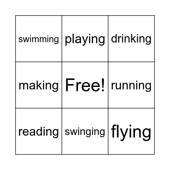 ACTIONS Bingo Card