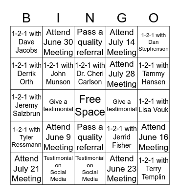 BNI Bingo Card