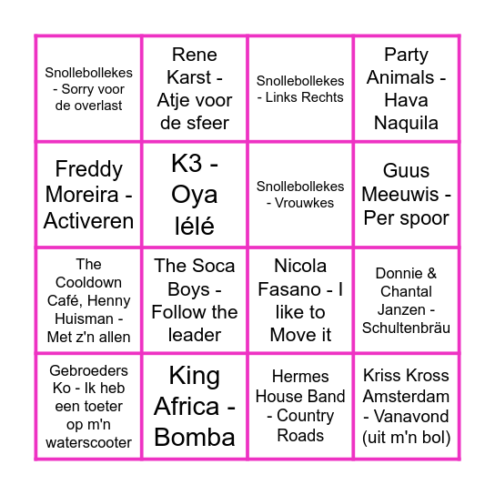 Foute Bingo Party Bingo Card