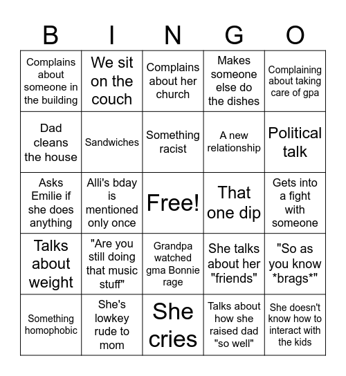 U Bingo Card