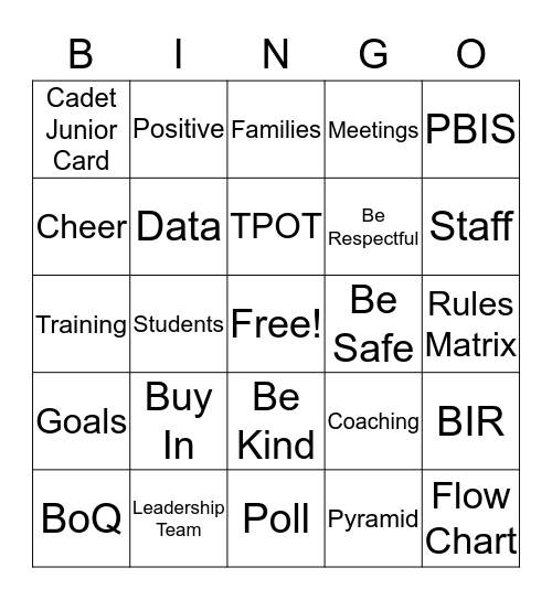 PW EC PBIS Bingo Card