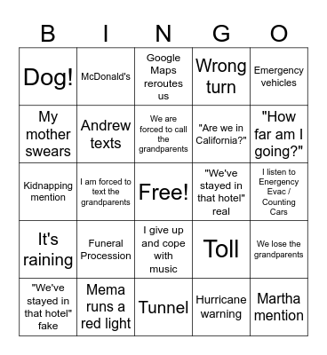 Boston to Bristol Bingo Card