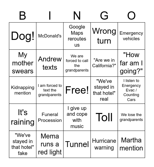Boston to Bristol Bingo Card