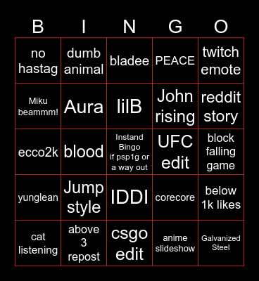 TIKTOK BINGO Card