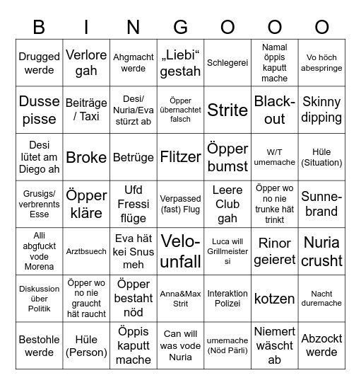 Maturreis Bingo Card