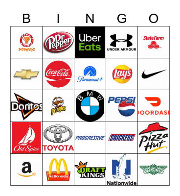 Super Bowl Commercials Bingo Card