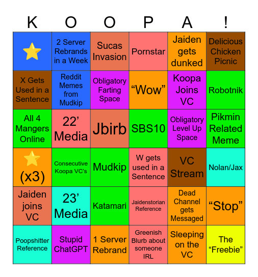 Ultimate Koopacord Bingo (The 6x6) Bingo Card