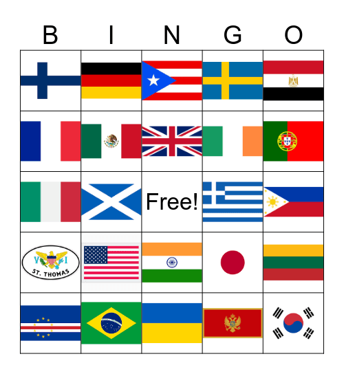 FLAG BINGO Card