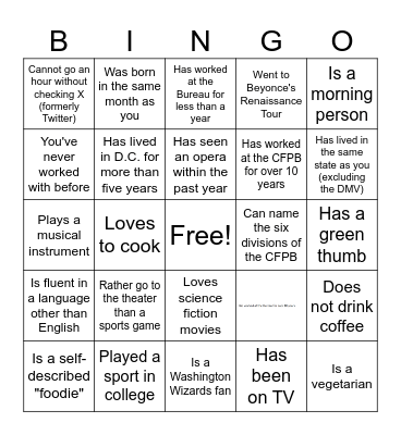 Find Someone Who... Bingo Card