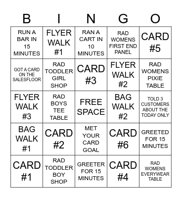 SUNDAY 18 @5.5% Bingo Card