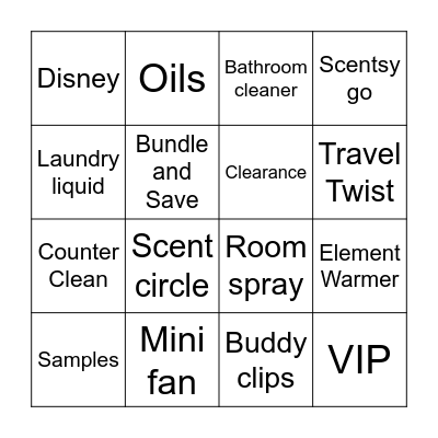 Scentsy Bingo! Bingo Card