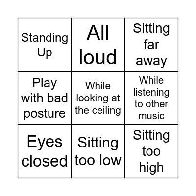 Practice Fun Bingo Card