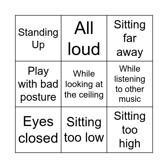 Practice Fun Bingo Card