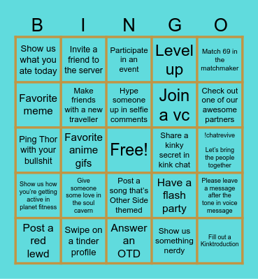 WELCOME 2 THE OTHER SIDE Bingo Card