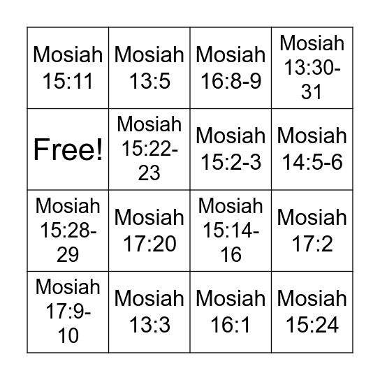 A Light … That Can Never Be Darkened Bingo Card