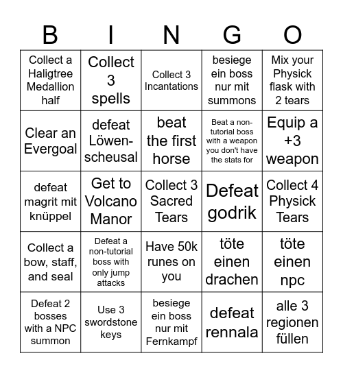 Elden Ring Bingo! Randomized Card Bingo Card