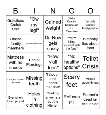 My 600 lb Life Bingo Card