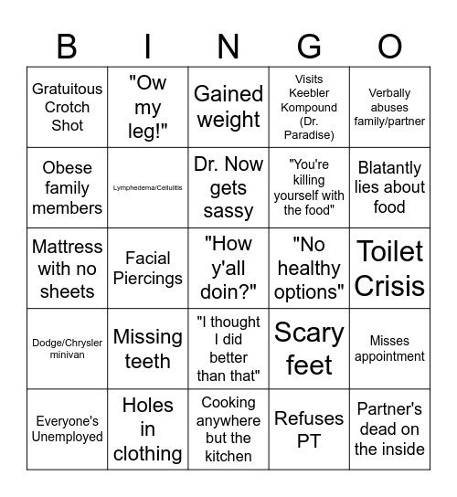 My 600 lb Life Bingo Card