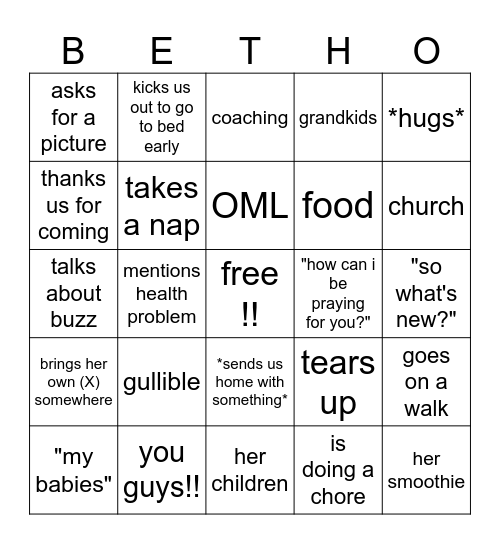 Betho Bingo Card