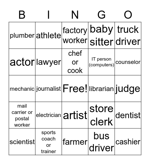 Jobs  Bingo Card