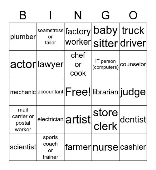 Jobs  Bingo Card